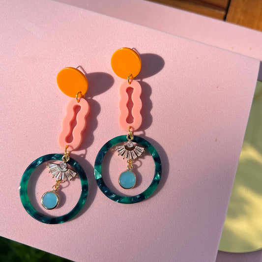 Abstract Glam Color Blocked Earrings