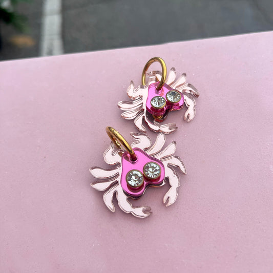 Crab Earrings Pink