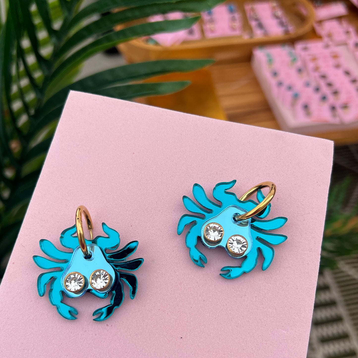 Crab Earrings Blue