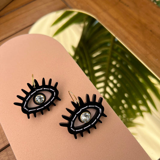 Eye See You Girl Acrylic + Leather Earrings